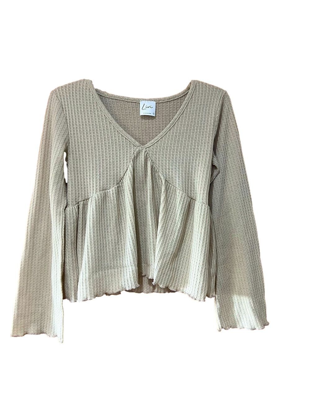Livi By Olivia Rae Tan Ruffled Blouse Womens